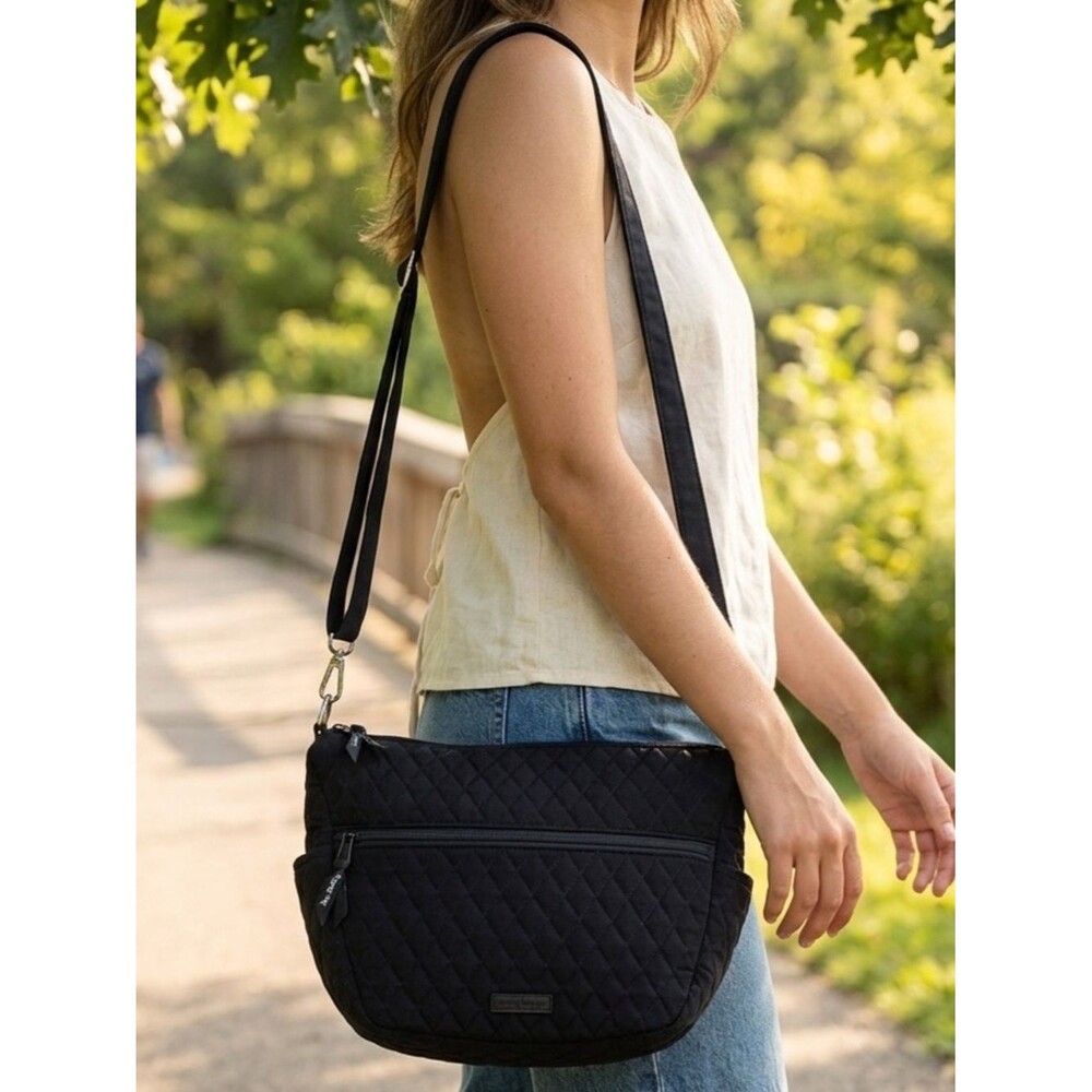 VERA BRADLEY Black Convertible Quilted Crossbody Bag Shoulder Purse Minimalist
